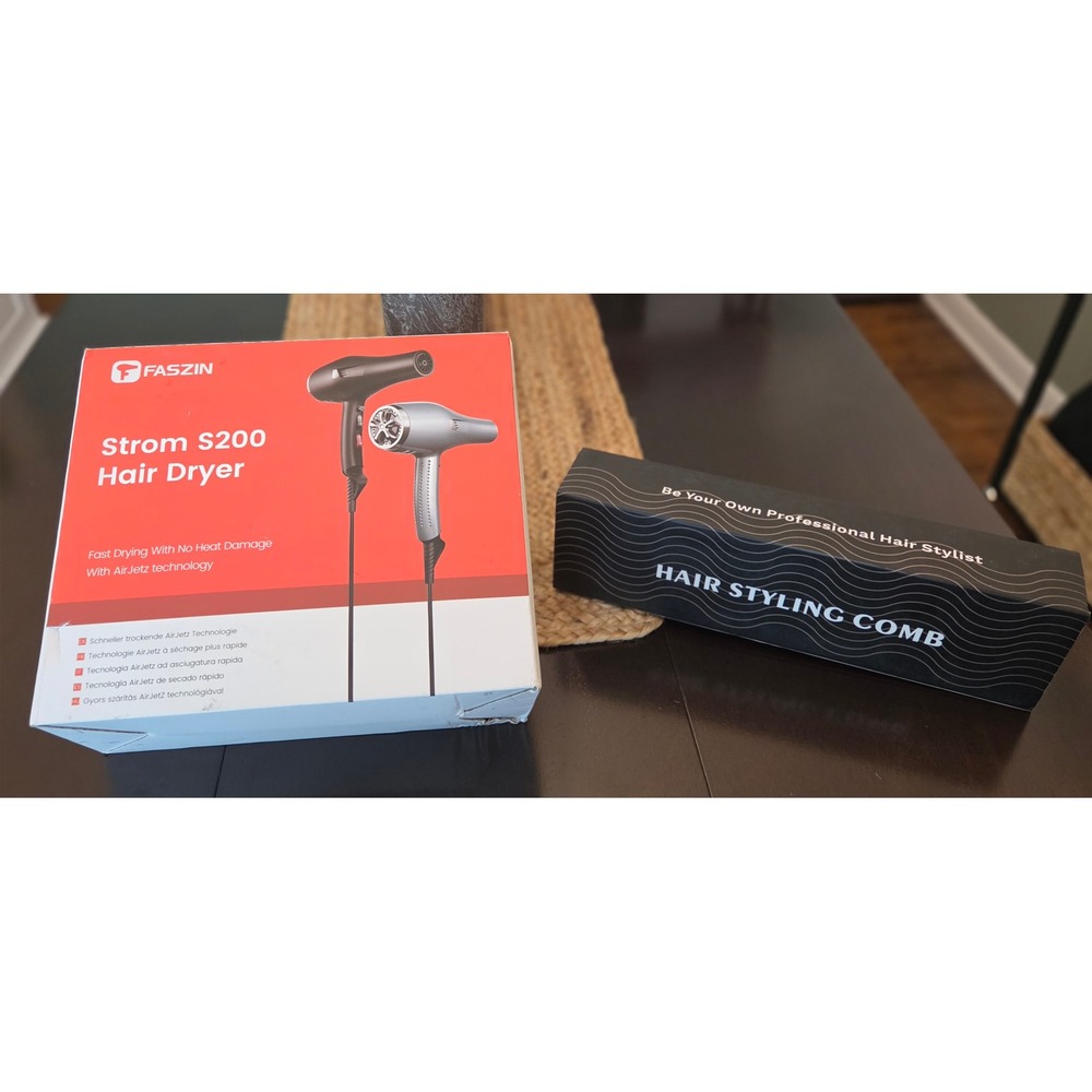 Faszin Strom S200 Hair Dryer OS/Heated Comb Set, Open Box